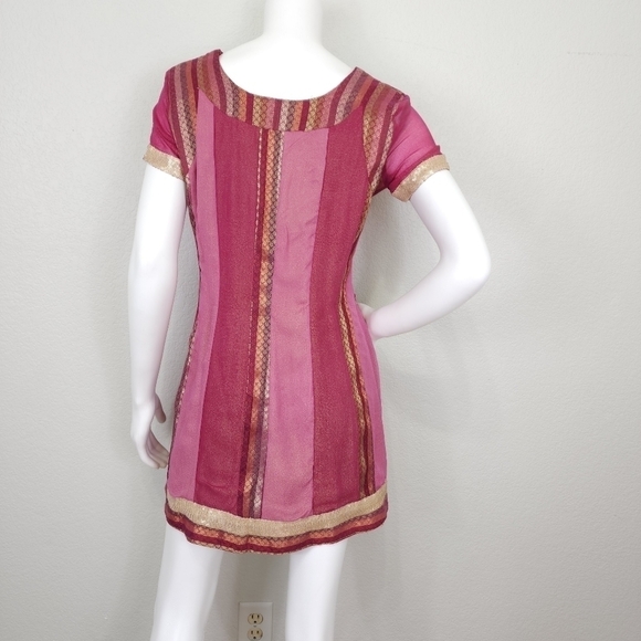 Sakshi Malhotra Pink Gold Boho India Print Tunic Top Size M - Picture 5 of 7